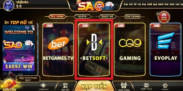 Betsoft Saowin sảnh game dẫn đầu thị trường