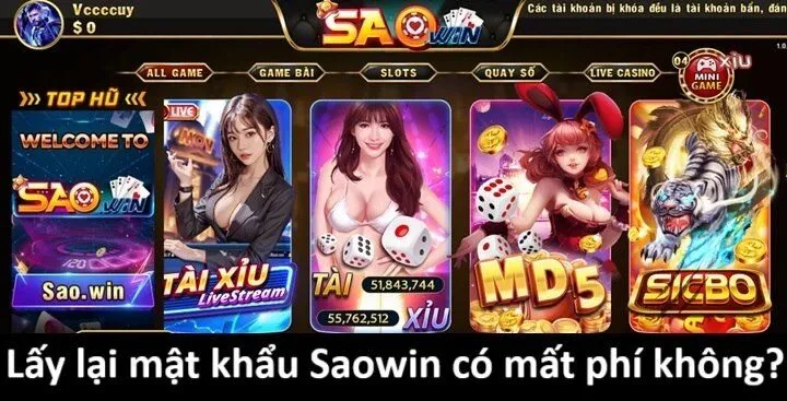 Khi quên mật khẩu Saowin game thủ quan tâm điều gì?