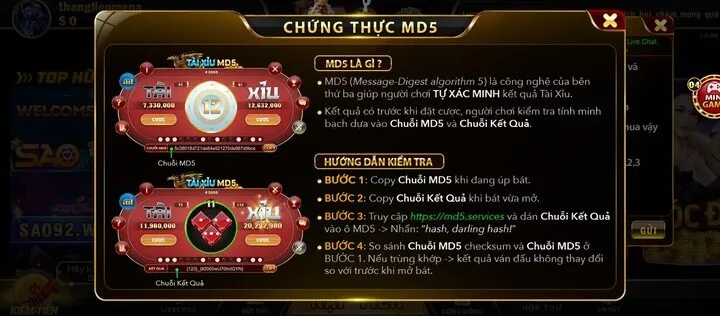 Phổ biến luật chơi tài xỉu MD5 Saowin