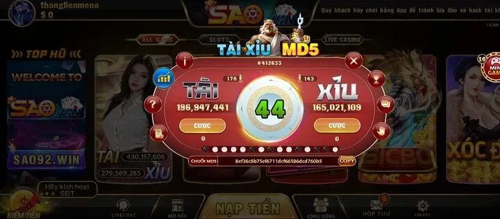 Ưu điểm của game tài xỉu MD5 Saowin 