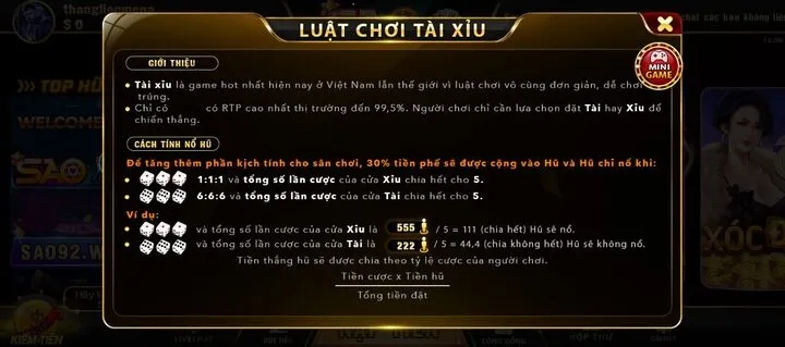 Tìm hiểu luật chơi tài xỉu Saowin