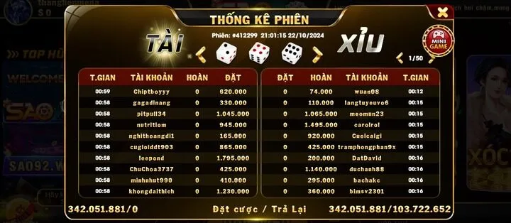 Khám phá các tính năng trong game tài xỉu Saowin